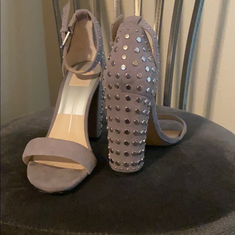 Studded gray heels